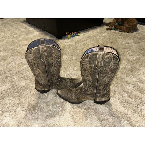 Laredo Women’s Access Cowboy Boots Leather Black Tan Size 11 M 52050 Excellent - Picture 2 of 7